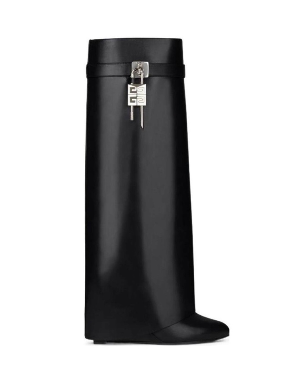 Givenchy Black Tall Leather Over-the-Knee Boots with sharklock Detail